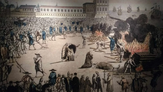 Ilustração do século XVIII da Praça do Comércio em Lisboa